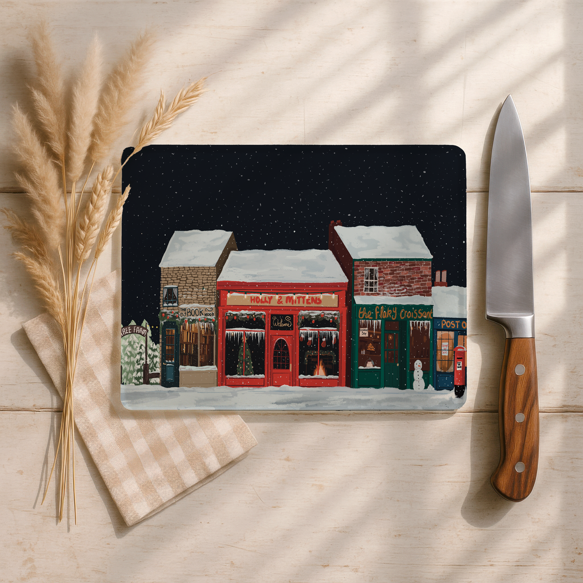 Cozy Snowy Village Cutting Board